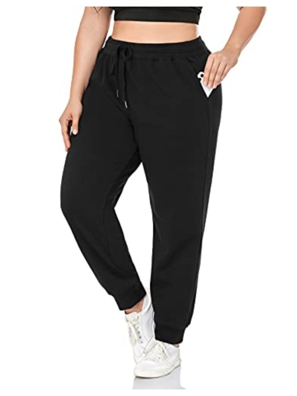 Plus Size Fleece Lined Sweatpants Relaxed Fit Workout Athletic Jogger